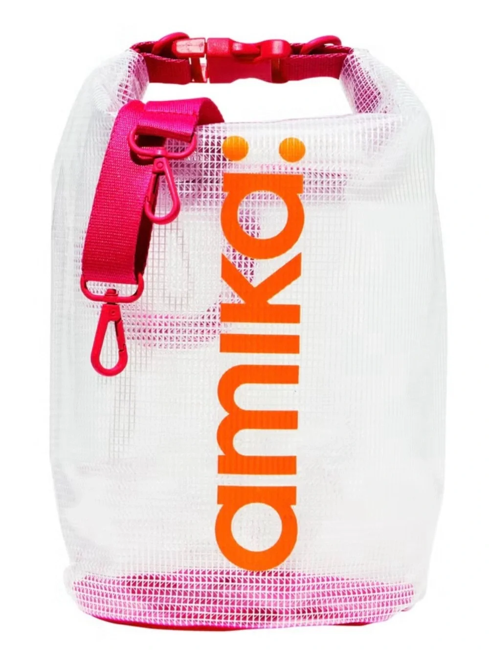 Amika Limited Edition Clear Mesh Crossbody Bag Hot Pink Orange Y2K